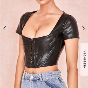 House of CB Abigail Black Vegan Leather Top